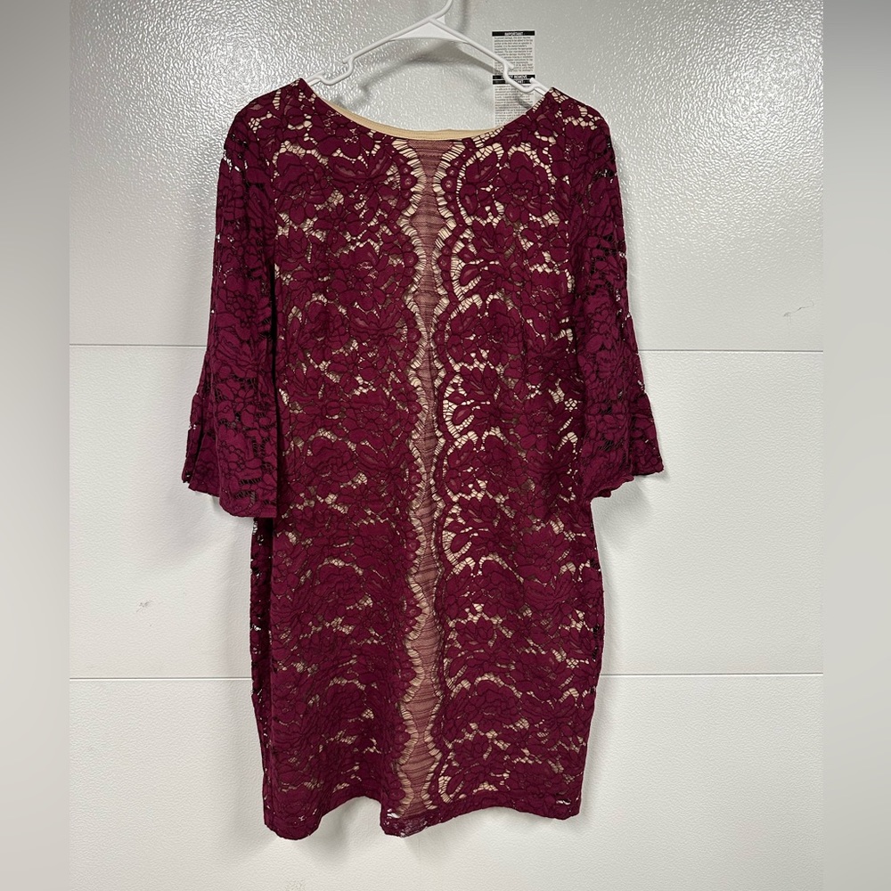 Maroon and nude dress